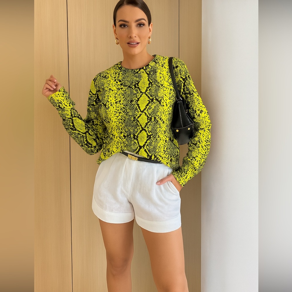 Neon Snake Print Long Sleeve Top sweater